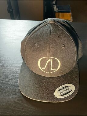 Men's Black Snapback Hat with Raised Logo